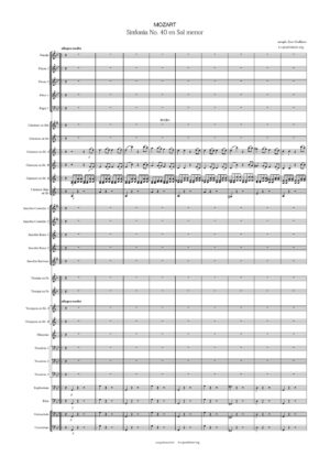 40 Sinfonía de Mozart Partitura de Banda de Música PDF y MIDI