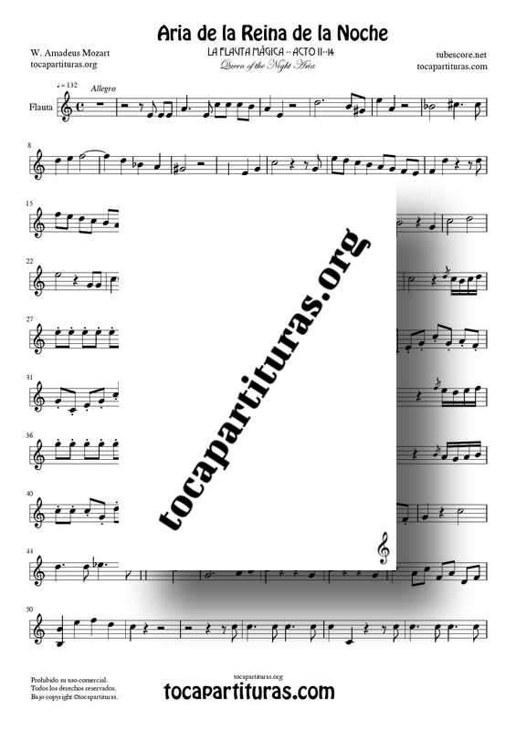 Aria de la Reina de la Noche PDF KARAOKE MIDI Partitura Fácil de Flauta Dulce (y:o Travesera)... Tonalidad Fácil La menor