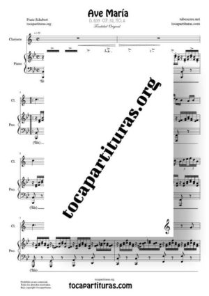 Ave María Schubert Partitura de Dúo de Clarinete y Piano Acompañamiento