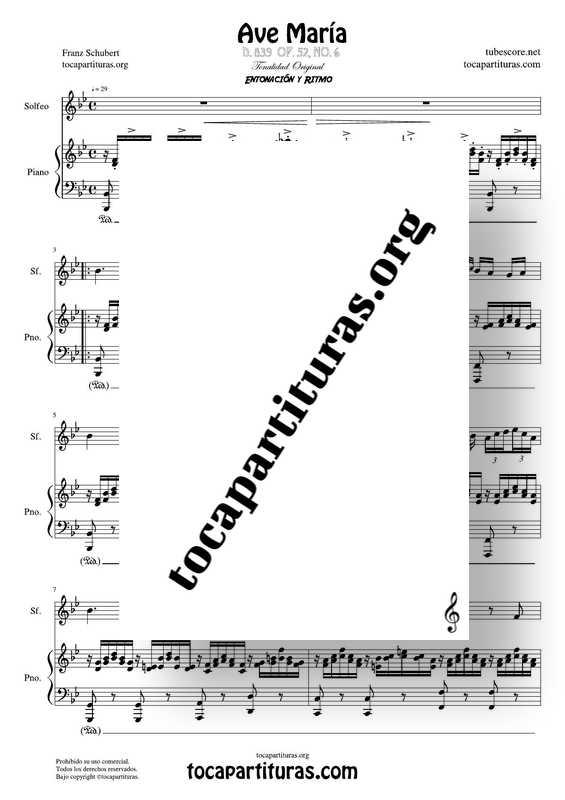Ave María Schubert Partitura Dúo de Solfeo (Entonación y Ritmo) y Piano Acompañamiento