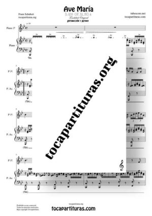 Ave María (Schubert) Partitura a Dos Pianos De Dúo  (Melodía + Piano Acompañamiento)