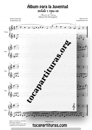 Álbum para La Juventud Partitura de Piano 1 Opus 68 de R. Shumann
