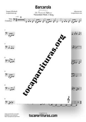 Barcarola Tonalidad Fácil (Offenbach) Partitura de Chelo / Fagot