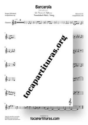 Barcarola Tonalidad Fácil (Offenbach) Partitura de Clarinete (Clarinet)