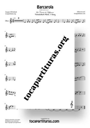 Barcarola Tonalidad Fácil (Offenbach) Partitura de Oboe