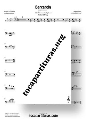 Barcarola Tonalidad Fácil (Offenbach) Partitura de Trombón / Bombardino (Trombone / Euphonium)