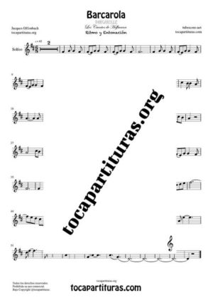 Barcarola (Offenbach) Partitura de Solfeo (Entonación y Ritmo) Tono Original