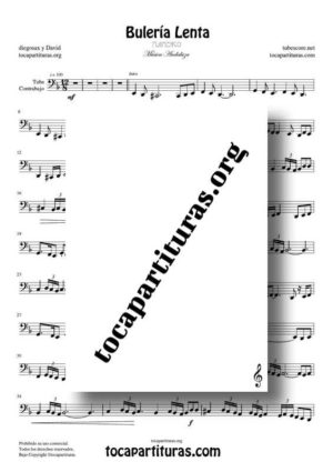 Bulería Lenta Partitura de Tuba / Contrabajo PDF, Mp3, KARAOKE y MIDI