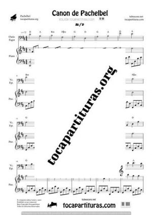 Canon de Pachelbel Partitura Dúo de Chelo / Fagot y Piano
