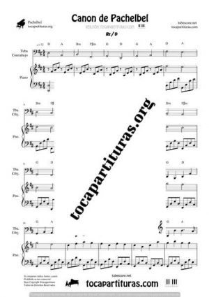 Canon de Pachelbel Partitura Dúo de Tuba / Contrabajo y Piano