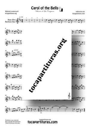 Carol of the Bells Partitura PDF/MIDI de Saxofón Alto / Saxo Barítono Incluye KARAOKE