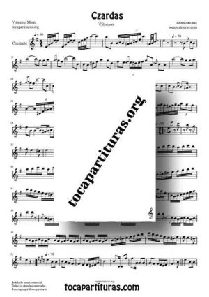 Czardas de Vittorio Monti Partitura de Clarinete en MI MENOR + DÚO Partitura de Piano acompañamiento