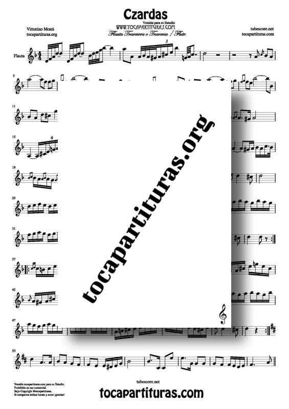 Czardas VENTA Partitura de Flauta Travesera Traversa Sheet Music for Flute PDF MIDI KARAOKE MP3
