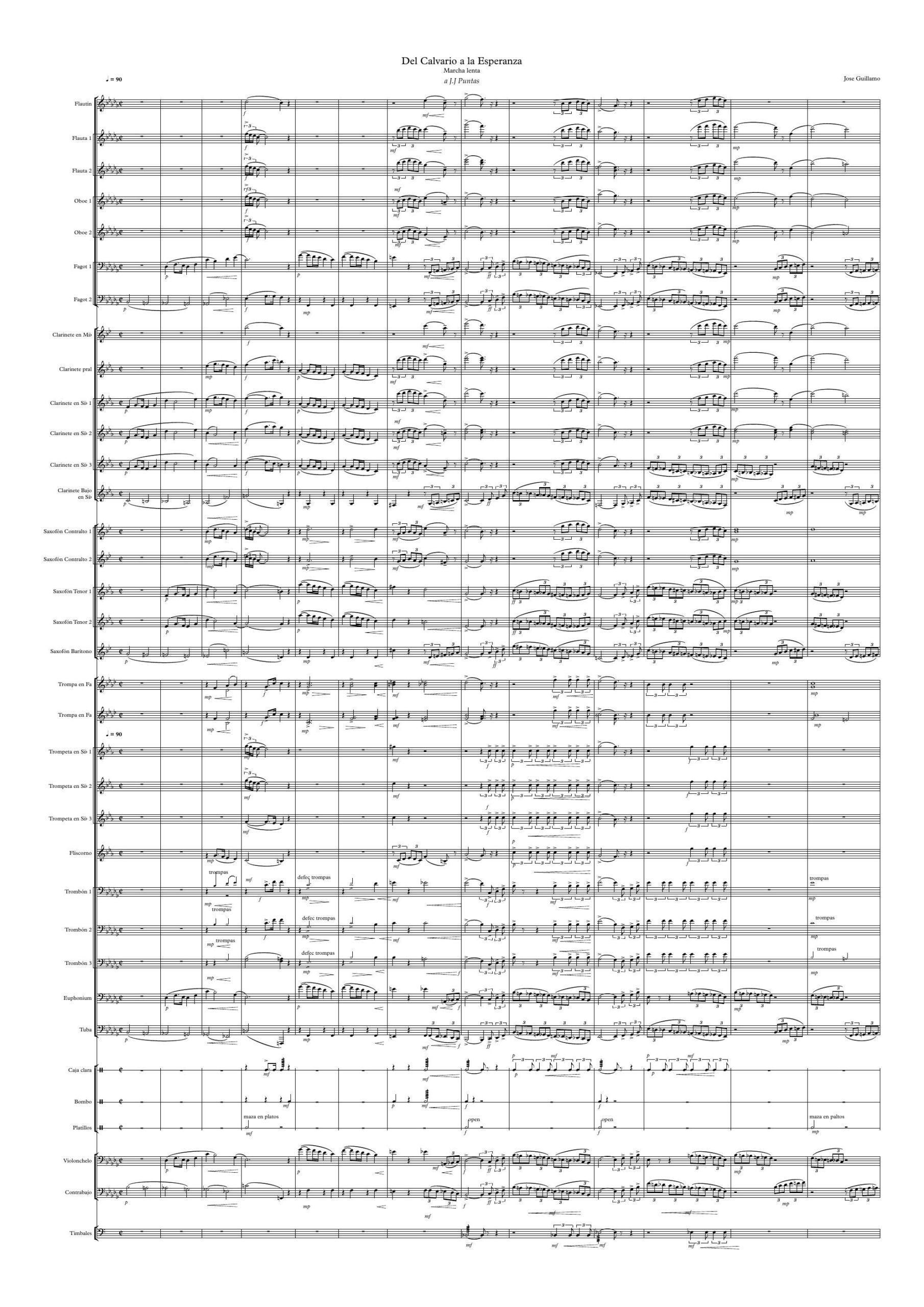 Del Calvario a la Espezanza PDF Y MIDI Partitura y partes Marcha de Procesión JOSE GUILLAMO