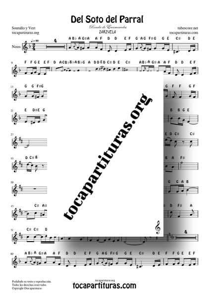 Del Soto del Parral PDF Notes Sheet Music for Flute Violin Oboe Piano Zarzuela 01
