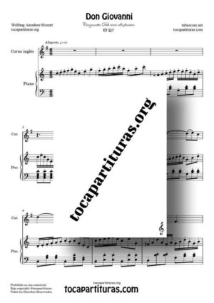 Don Giovanni K. 527 Partitura de Corno Inglés Sol M a Dúo con Piano Do M (Canzonetta Deh vieni alla finestra)