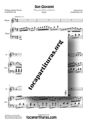 Don Giovanni K. 527 K. 525 Partitura de Flauta Travesera en ReM a dúo con Piano (Canzonetta Deh vieni alla finestra)