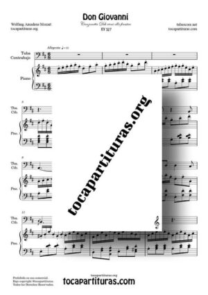 Don Giovanni K. 527 Partitura de Tuba / Contrabajo a Dúo con Piano ReM (Canzonetta Deh vieni alla finestra)
