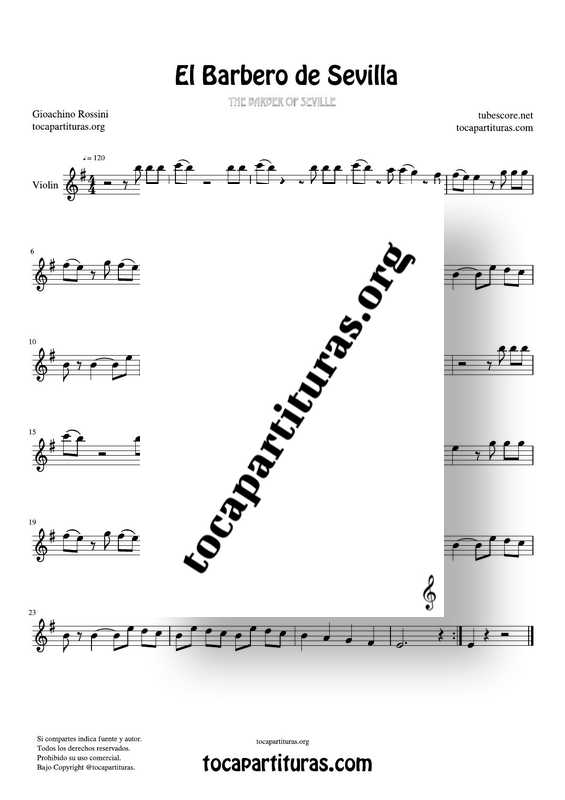 El Barbero de Sevilla Partituras de Violín - Tienda Online Partituras PDF y  MIDI tocapartituras