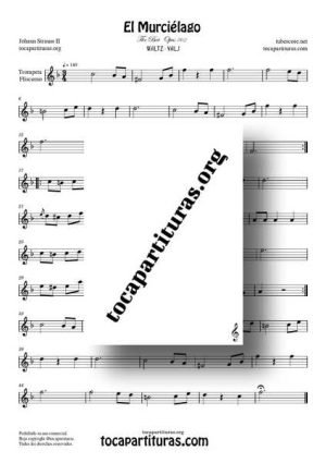 El Murciélago Partitura de Trompeta y Fliscorno Tonalidad Original