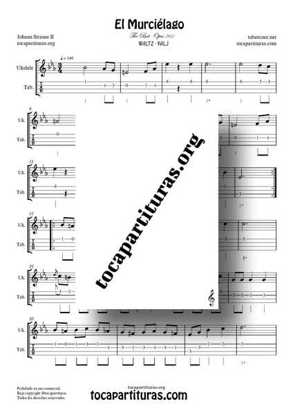 El Murciélago Partitura y Tablatura PDF de Ukelele 01