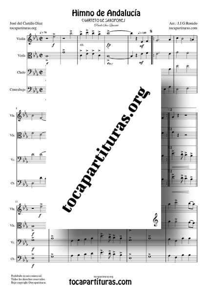 Himno de Andalucía Partitura PDF MIDI MP3 Cuarteto de CUERDAS Violín Viola Chelo y Contrabajo