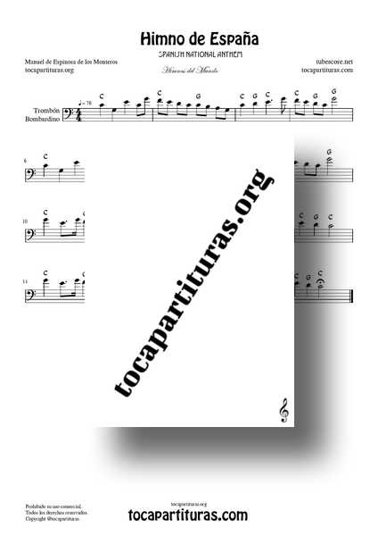 Himno de España Partitura PDF de Trombón y Bombardino