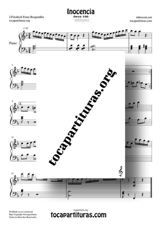 Inocencia Partitura PDF y MIDI de Piano Principantes Innocence Easy Piano Sheet Music Beginners