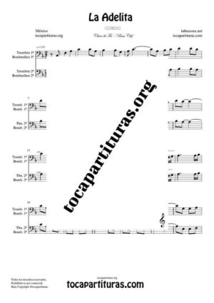 La Adelita Partitura de Dúo de Trombón / Bombardino (Trombone / Euphonium)