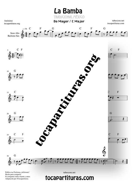 La Bamba Partitura de Trompeta y Fliscorno Sheet Music for Trumpet Flugelhorn