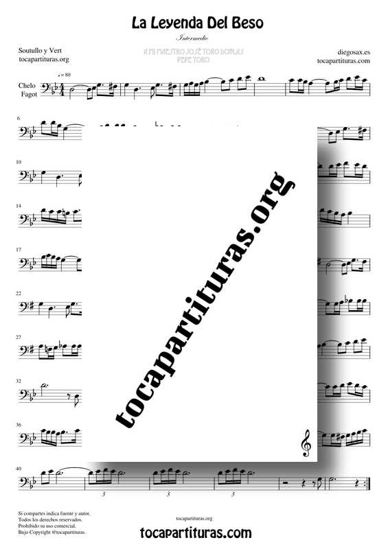 La Leyenda Del Beso PDF MIDI KARAOKE Partitura de Chelo y Fagot