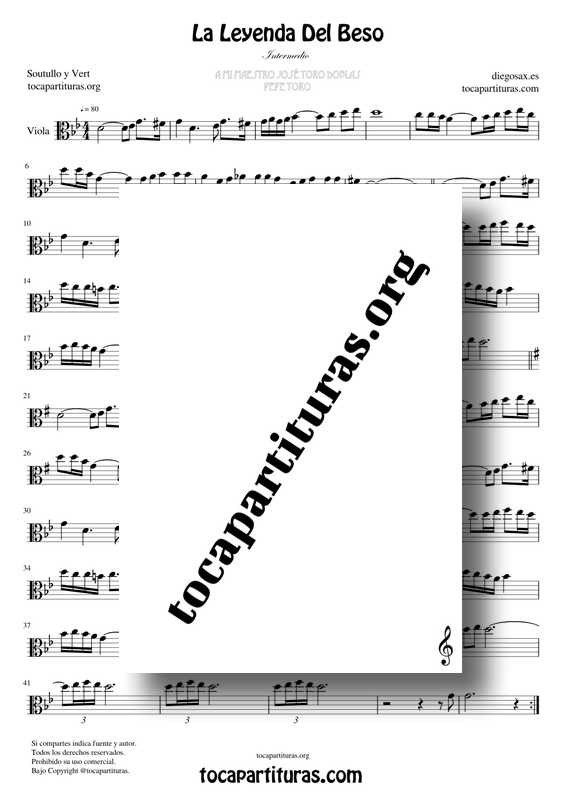 La Leyenda Del Beso MP3 KARAOKE MIDI Partitura de Viola