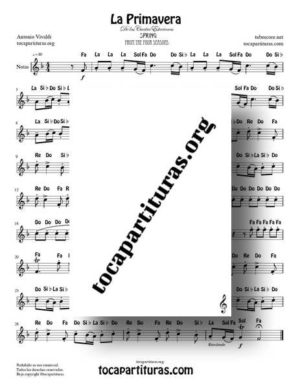 La Primavera de Vivaldi Partitura Fácil con Notas FaM Principiantes