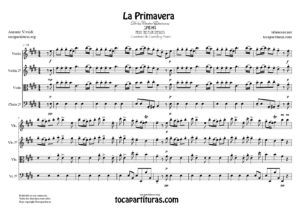 La Primavera de Vivaldi Partituras de Cuarteto de Cuerda (Guión, Violín 1º y 2º, Viola 1ª y Chelo) + Piano