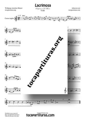 Lacrimosa del Requiem de Mozart Partitura de Corno Inglés