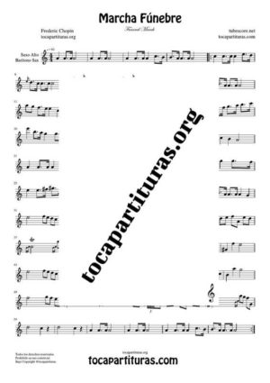 Marcha Fúnebre de Chopin Partitura de Saxofón Alto / Saxo Barítono Mi bemol (E Flat Saxophone)