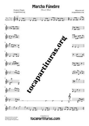 Marcha Fúnebre de Chopin Partitura de Saxofón Tenor / Soprano Sax Si bemol (B Flat Saxophone)
