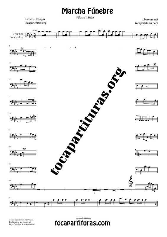 Marcha Fúnebre de Chopin Partitura de Trombón y Bombardino (Trombone & Euphonium)
