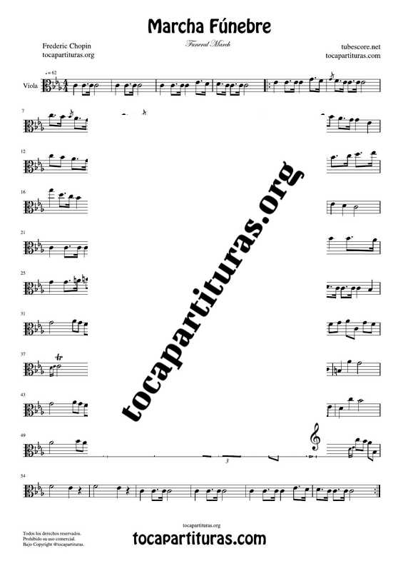 Marcha Fúnebre de Chopin Partitura de Viola