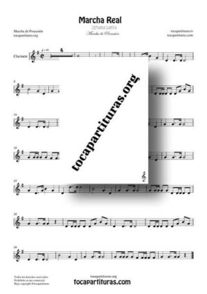 Marcha Real Procesional Partitura Fácil de Clarinete en (G)
