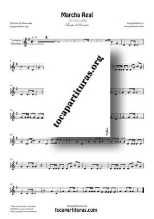 Marcha Real Procesional Partitura Fácil de Trompeta y Fliscorno en Sol Mayor (G)