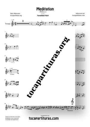 Meditation de Thais Partitura de Trompa (French Horn) Tonalidad Fácil