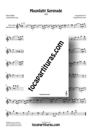 Moonlight Serenade Partitura KARAOKE Fácil de Saxofón Alto y Barítono