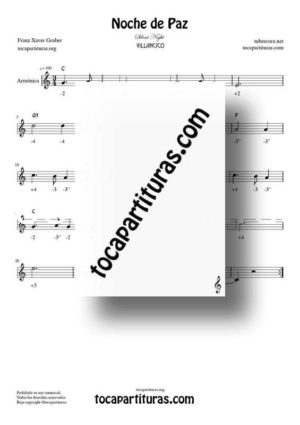 Noche de Paz (Silent Night) Partitura de Armónica con Tablatura en números en Do Mayor (Harmonica C)
