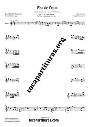 Pas de Deux de Chaikovski Partitura PDF y MIDI de Flauta Travesera (Flute) en Sol Mayor (G) Tonalidad Original