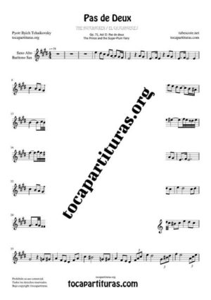 Pas de Deux de Chaikovski Partitura PDF y MIDI en MiM de Saxofón Alto / Saxo Barítono Tonalidad Original