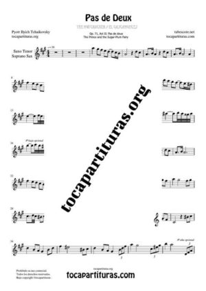 Pas de Deux de Chaikovski Partitura PDF y MIDI en LaM de Saxofón Tenor / Soprano Sax Tonalidad Original
