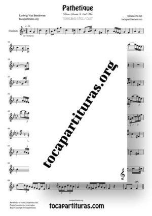 Pathetique de Beethoven Partitura de Clarinete (Tonalidad Fácil)