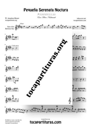 Pequeña Serenata Nocturna K. 525 Partitura de Saxofón Alto / Saxo Barítono (A Little Night Music by Mozart)