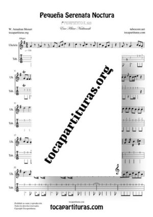 Pequeña Serenata Nocturna K. 525 Partitura y Tablatura de Ukelele (A Little Night Music by Mozart Tabs)
